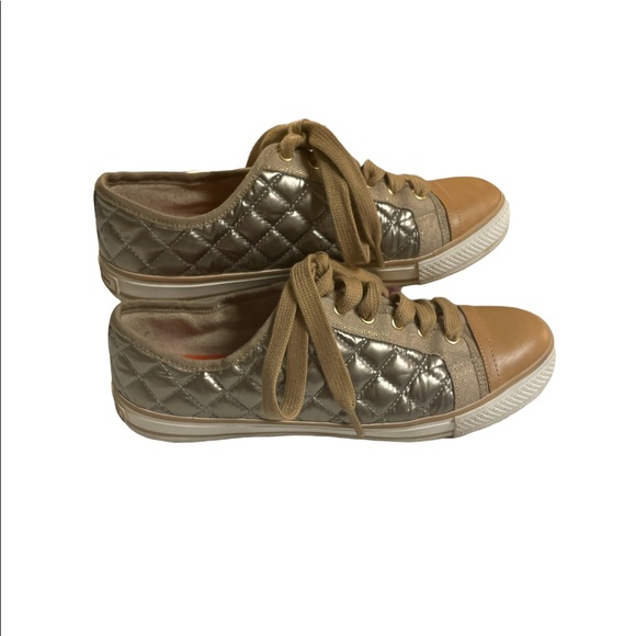 Womens Tory Burch Metallic Gold Caspe Quilted Sneaker shoes - size 8.5 - Picture 5 of 7